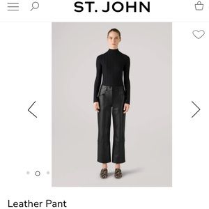 St. John Collection Brown High Waisted Cropped Leather Pants